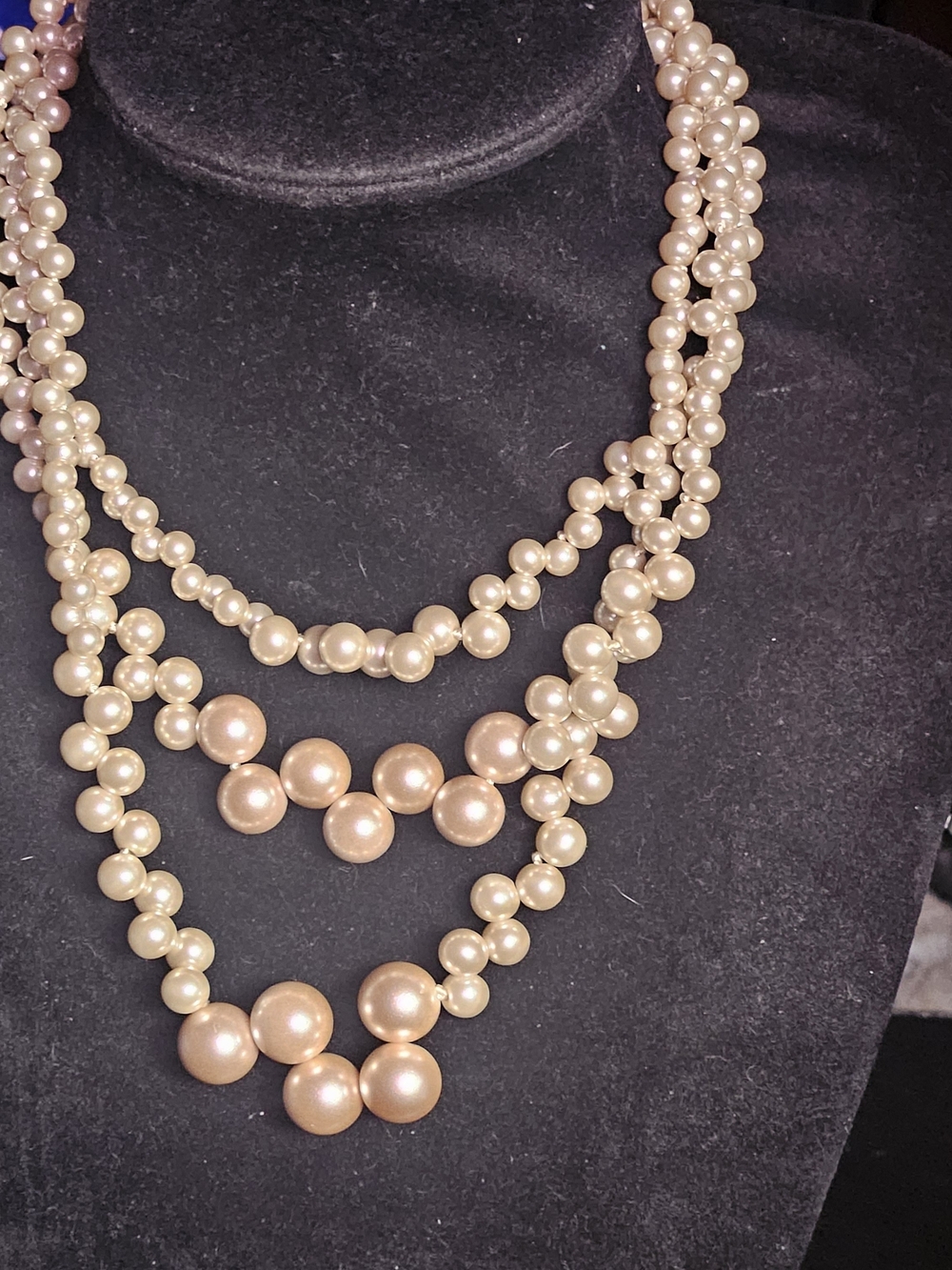 Lia Sophia Triple-Strand Pearl Necklace - Champagne/ cream-Rosedust Collection